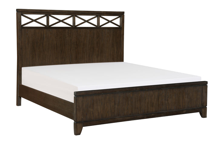 Griggs Brown 4-Piece Queen Bed Set with Nightstand Dresser Mirror
