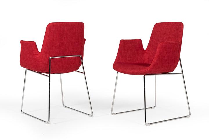 Altair Mid-Century Red Fabric Dining Chair