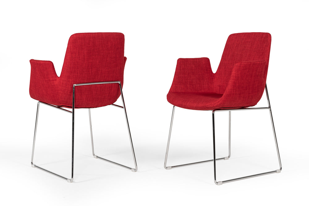 Altair Mid-Century Red Fabric Dining Chair