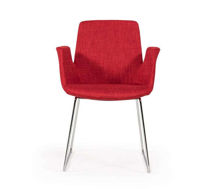 Altair Mid-Century Red Fabric Dining Chair