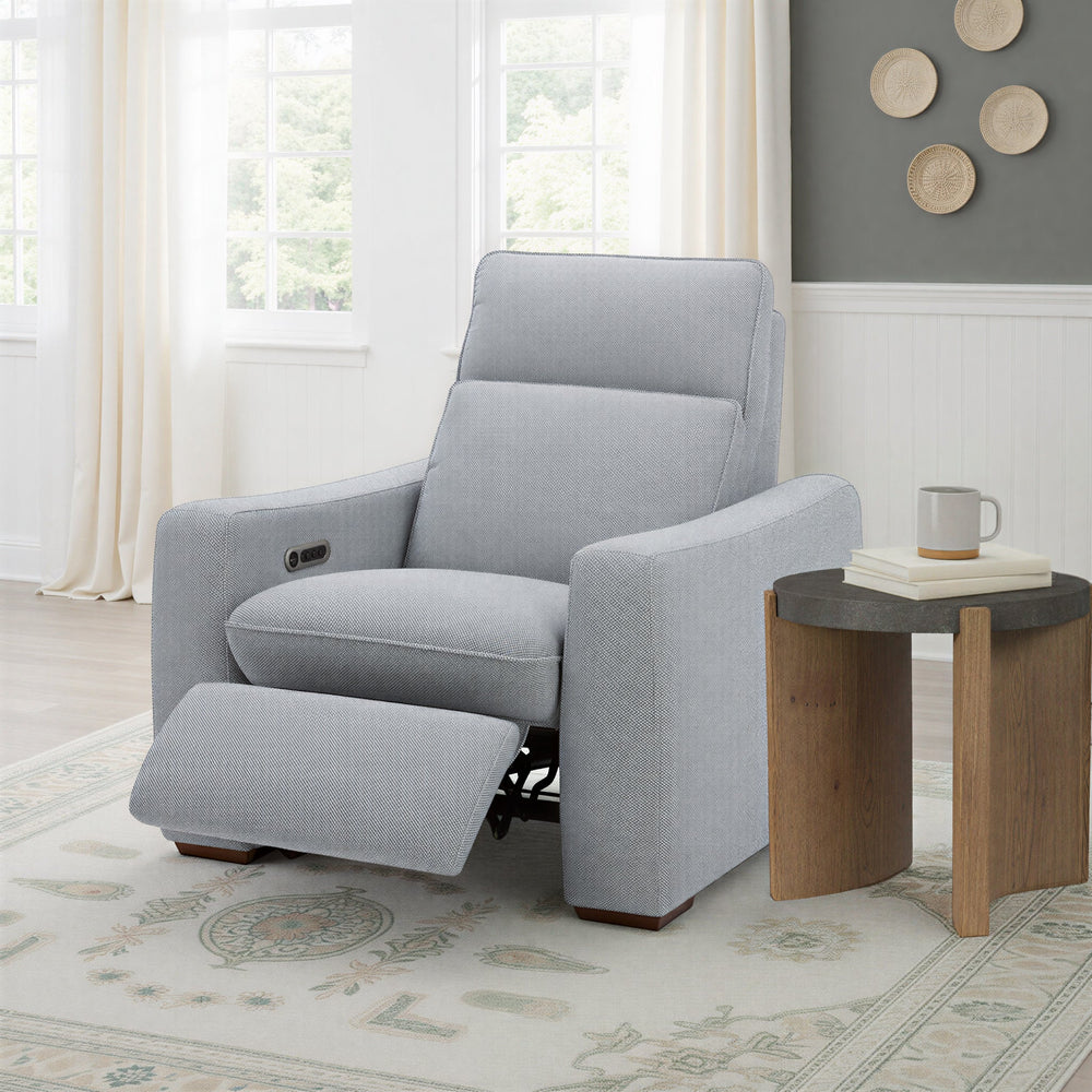 Ava Fabric Power Recliner with Power Headrest & Lumbar in Stonewash