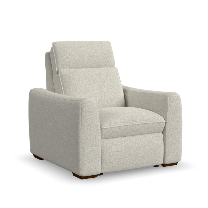 Ava Fabric Power Recliner with Power Headrest &amp; Lumbar in Silver Sand