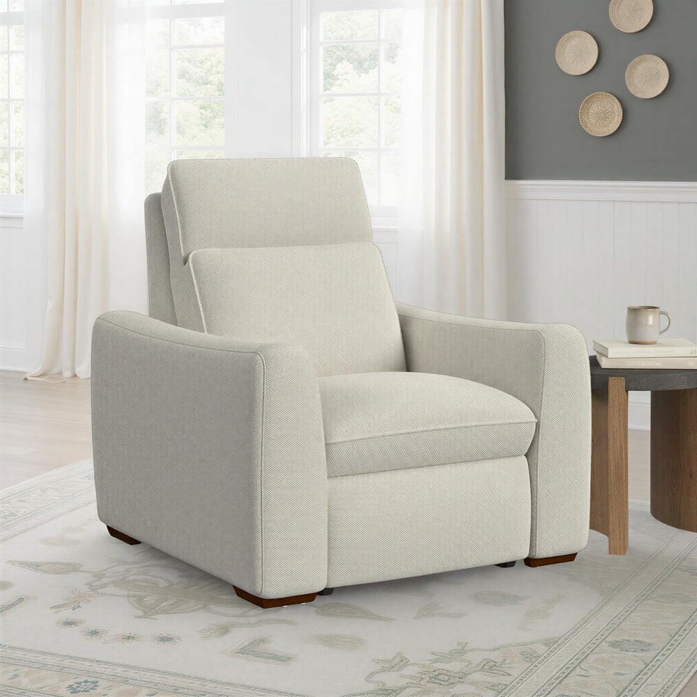 Ava Fabric Power Recliner with Power Headrest & Lumbar in Silver Sand