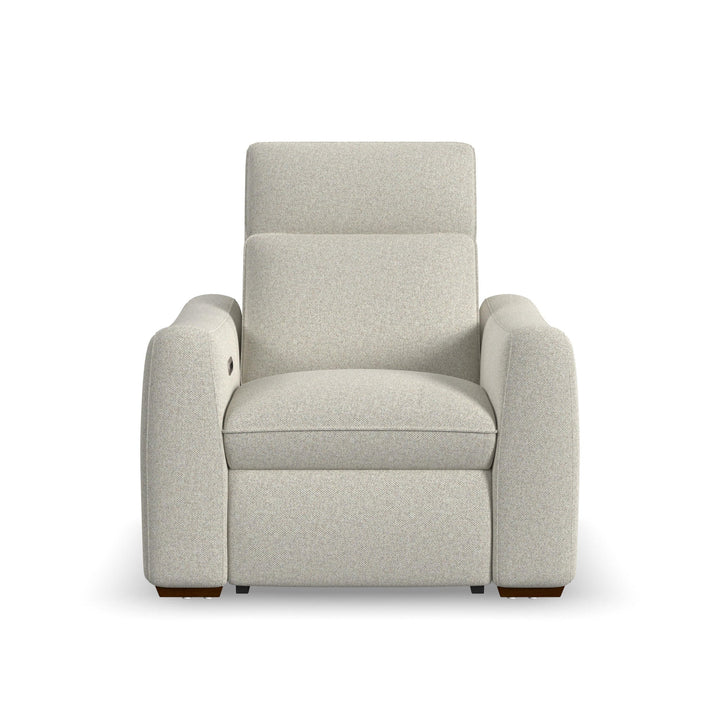 Ava Fabric Power Recliner with Power Headrest &amp; Lumbar in Silver Sand