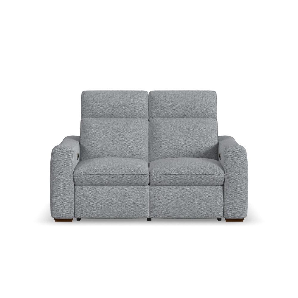 Ava Fabric Power Reclining Loveseat with Power Headrest & Lumbar in Stonewash
