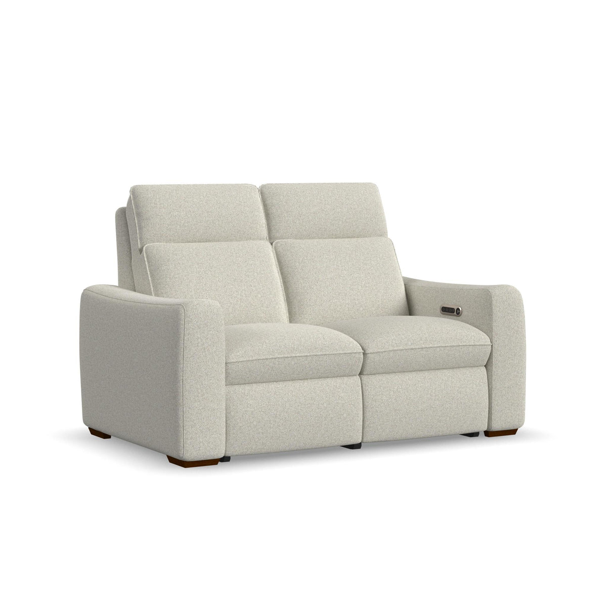 Ava Fabric Power Reclining Loveseat with Power Headrest & Lumbar in Silver Sand