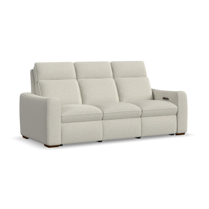 Ava Fabric Power Reclining Sofa with Power Headrest &amp; Lumbar in Silver Sand
