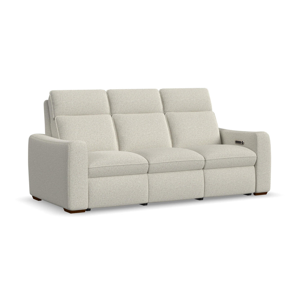 Ava Fabric Power Reclining Sofa with Power Headrest & Lumbar in Silver Sand