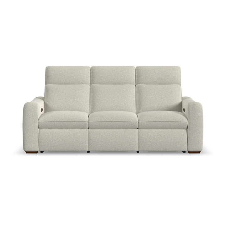 Ava Fabric Power Reclining Sofa with Power Headrest &amp; Lumbar in Silver Sand
