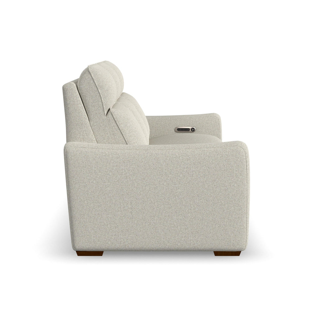 Ava Fabric Power Reclining Sofa with Power Headrest & Lumbar in Silver Sand