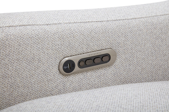 Ava Fabric Power Reclining Sofa with Power Headrest &amp; Lumbar in Silver Sand