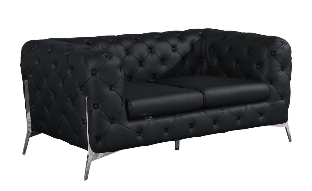 Global United Furniture DivanItalia 970 Italian Leather Black Loveseat
