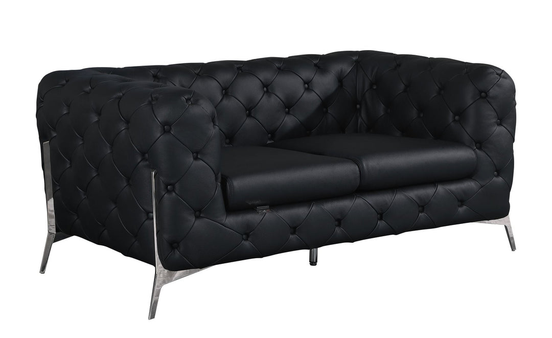 Global United Furniture DivanItalia 970 Italian Leather Black Loveseat