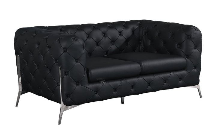 Global United Furniture DivanItalia 970 Italian Leather Black Loveseat