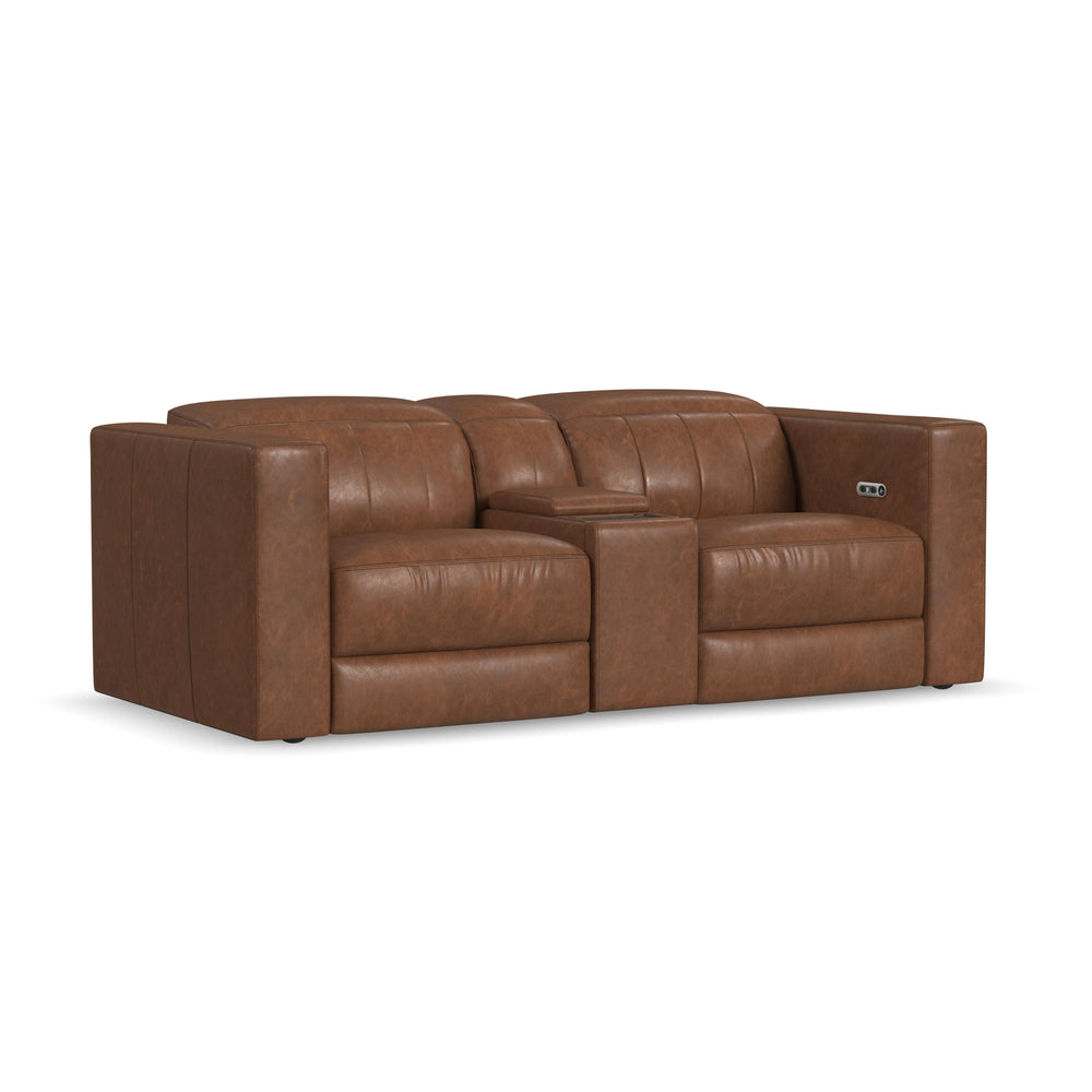 Austin Power Reclining Loveseat With Console And Power Headrests Chestnut
