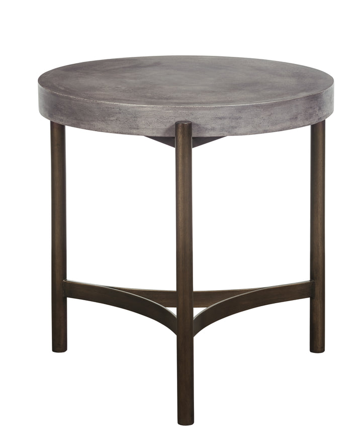 Modus Furniture A89422 Lyon Round Natural Concrete And Metal Side Table