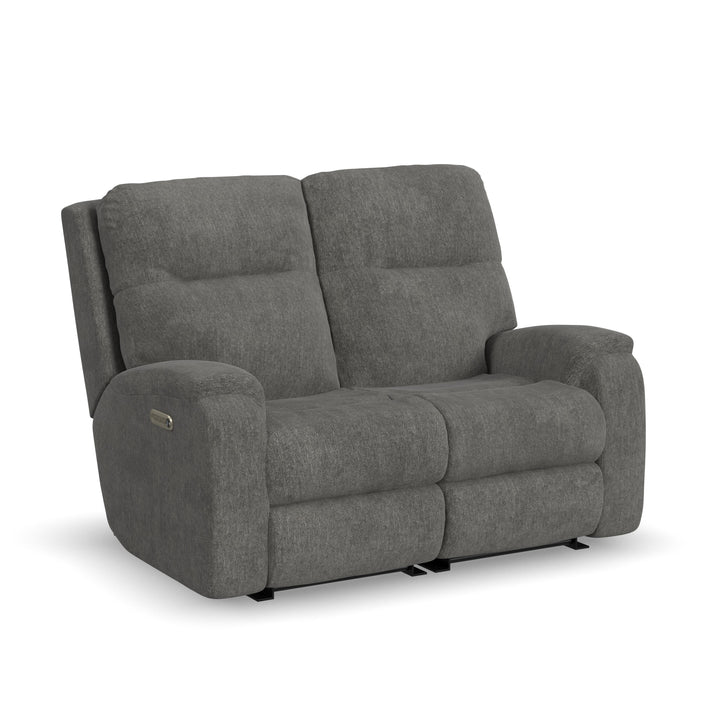 Penn Power Reclining Loveseat With Power Headrests &amp; Lumbar Dark Gray