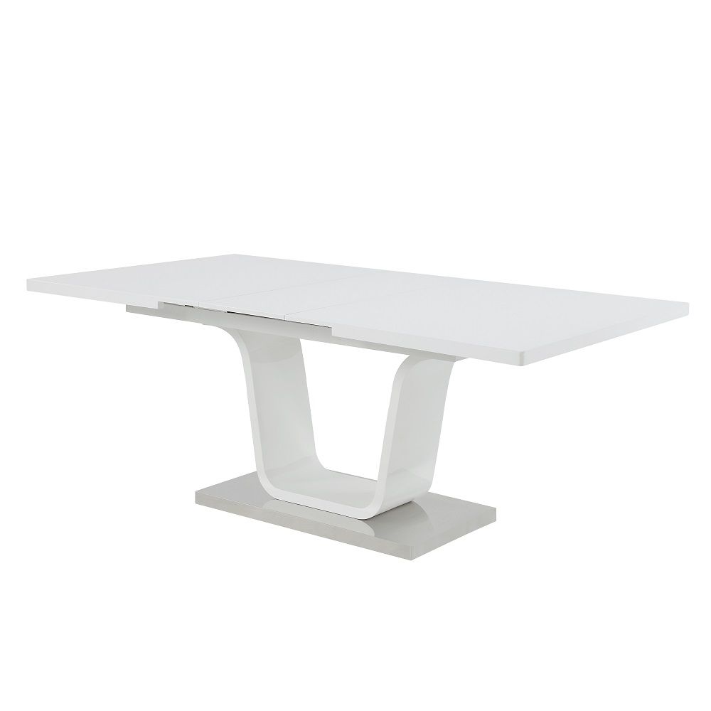 Kamaile - Dining Table With Leaf - White High Gloss