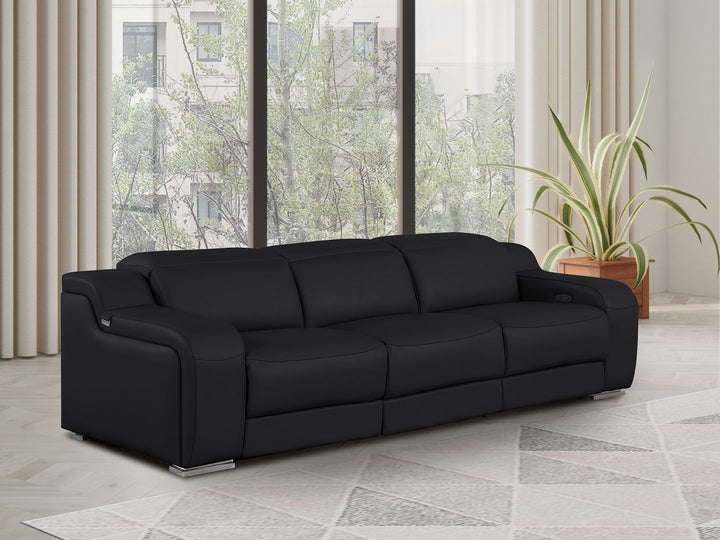 DivanItalia Beige 3-Piece Modular Power Reclining Sofa in Top Grain Italian Leather with 3 Power Recliners &amp; Power Headrests