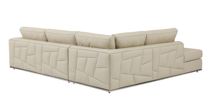 DivanItalia 998 Left Arm Facing Sectional in Top-Grain Italian Leather - Beige