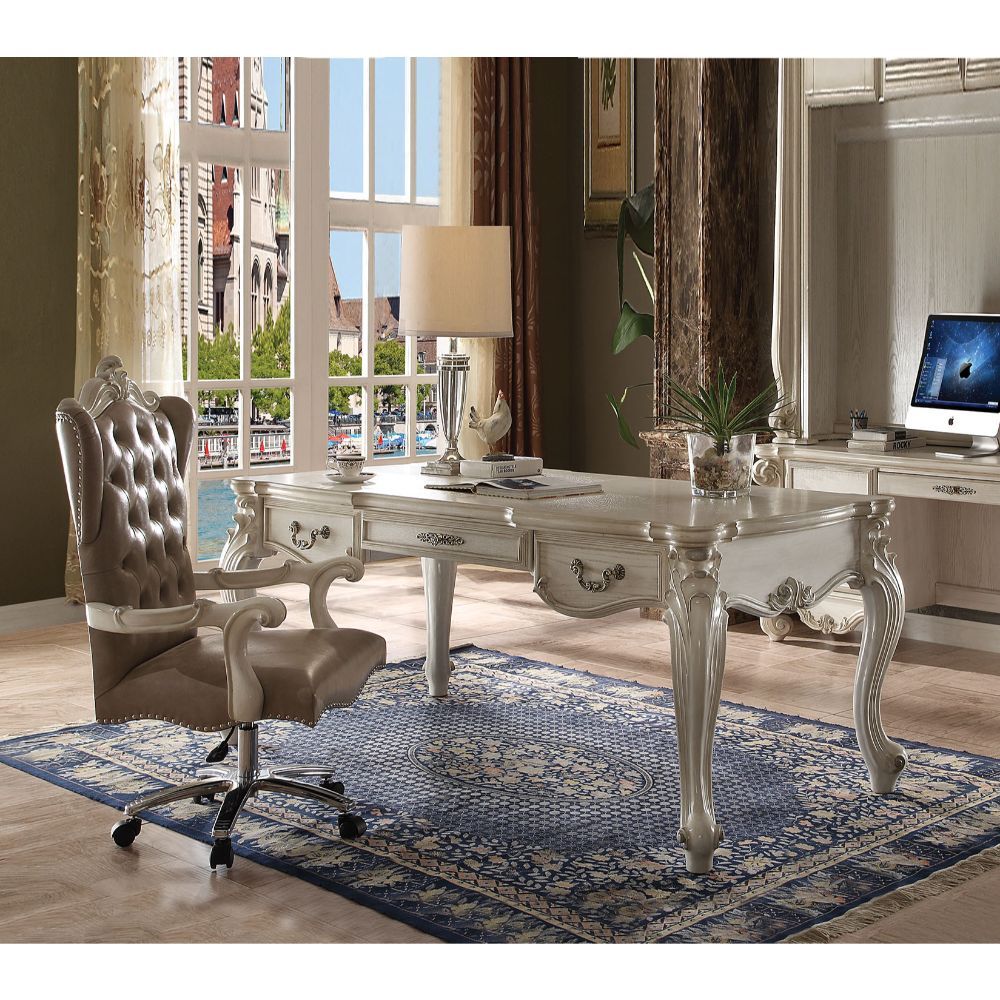 ACME Furniture Versailles Executive Writing Desk Bone White