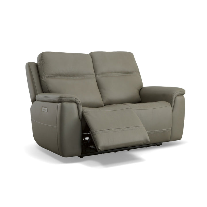 Sawyer Leather Power Reclining Loveseat w/ Pwr Headrests, Lumbar in Grey