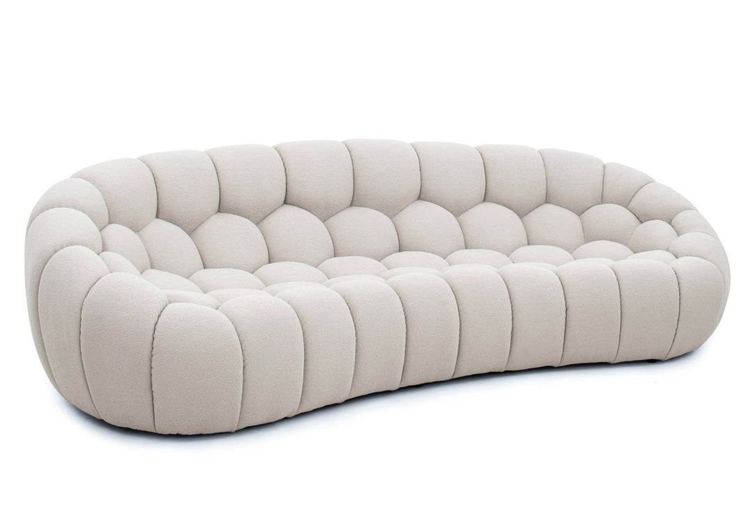 Yolonda - Modern Curved Beige Fabric Sofa Set