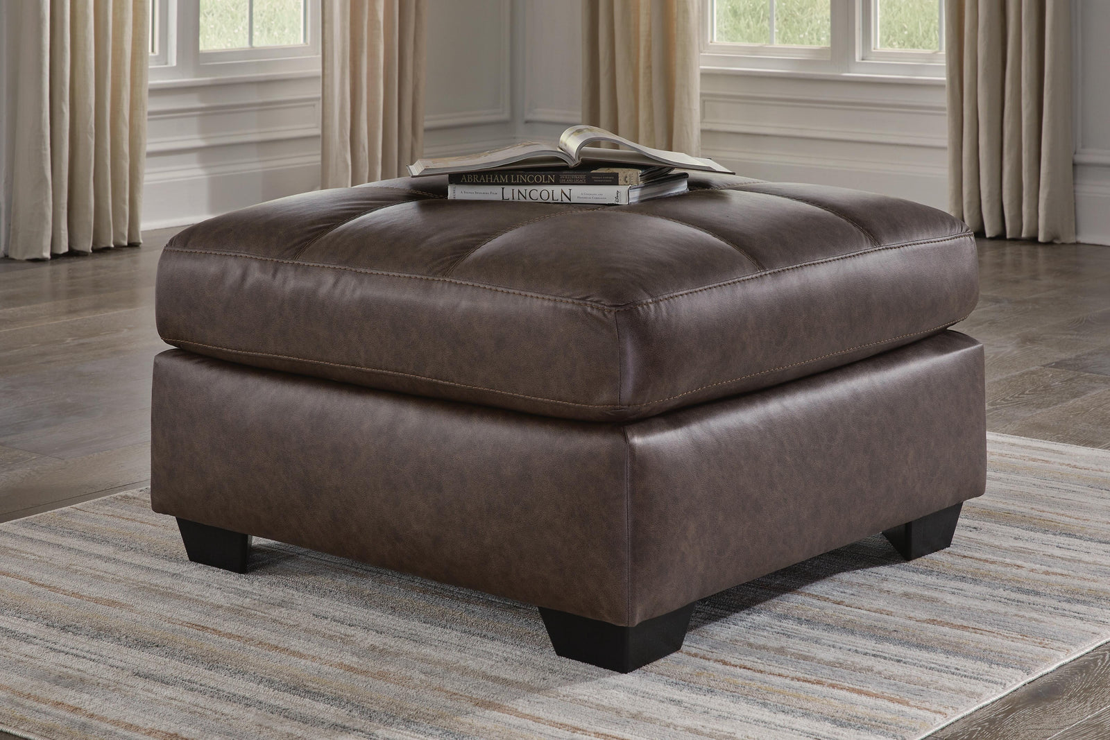Barlin Mills Oversized Accent Ottoman - Dark Brown (2)