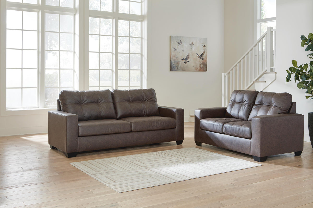 Barlin Mills Sofa and Loveseat - Umber (2)