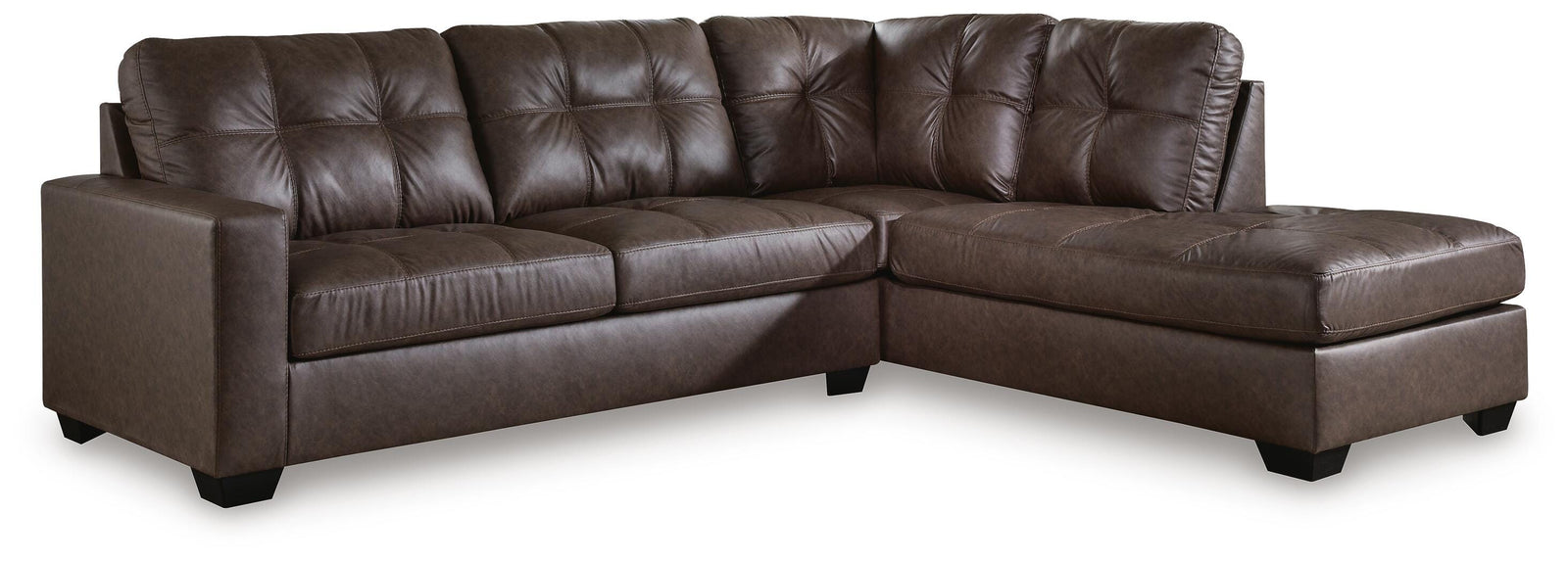 Barlin Mills 2-Piece Sectional with Chaise - Dark Brown (1)