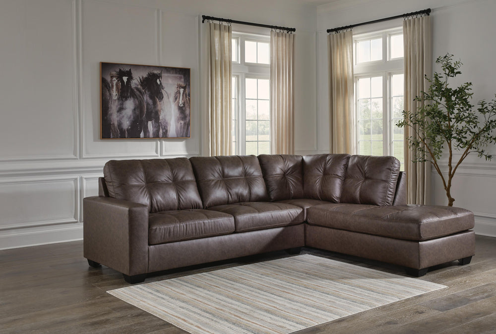 Barlin Mills 2-Piece Sectional with Chaise - Dark Brown (2)
