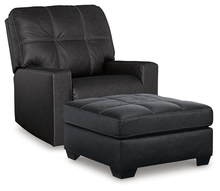 Barlin Mills Recliner and Oversized Accent Ottoman - Carbon (1)