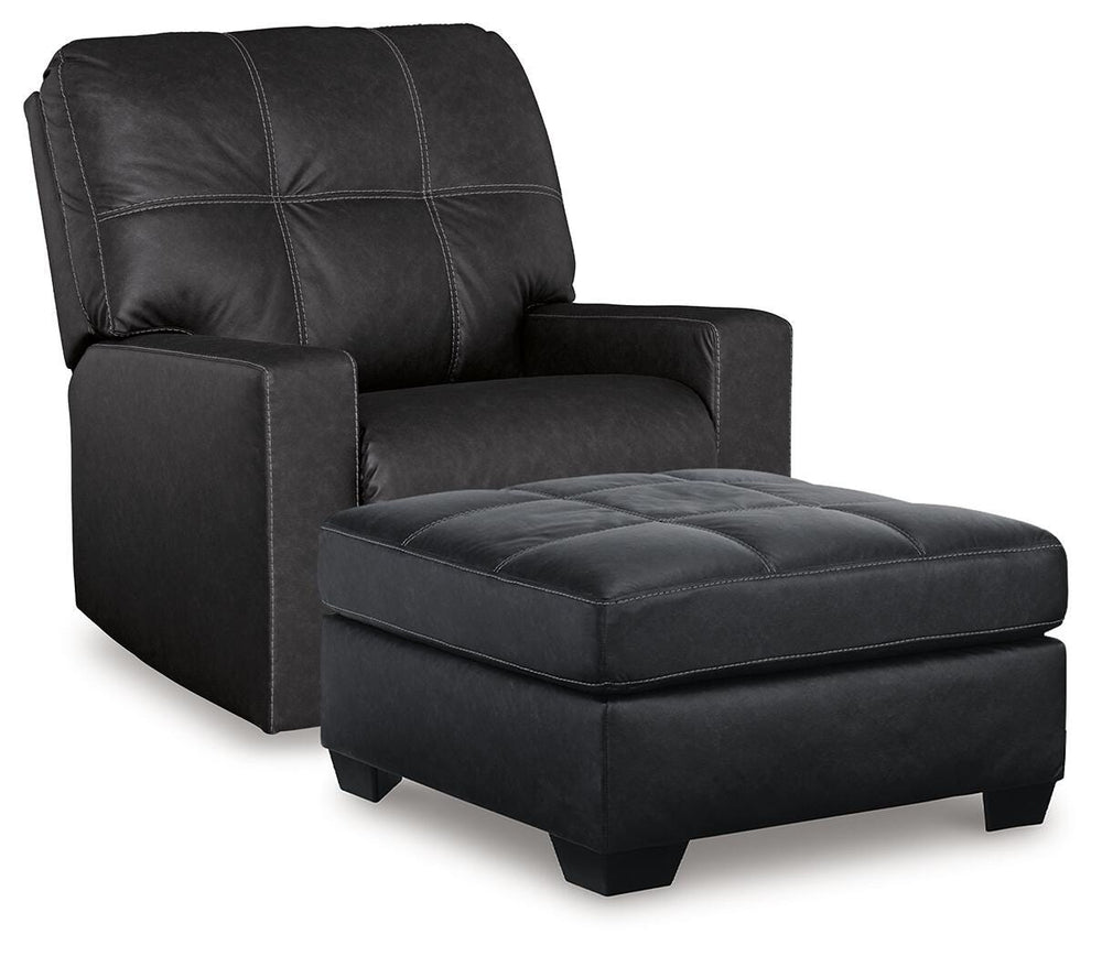 Barlin Mills Recliner and Oversized Accent Ottoman - Carbon (1)