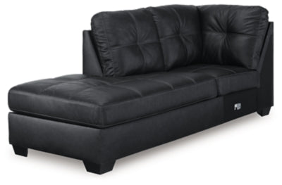 Barlin Mills Left-Arm Facing Corner Chaise - Black - Black