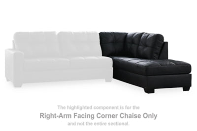 Barlin Mills Right-Arm Facing Corner Chaise - Black
