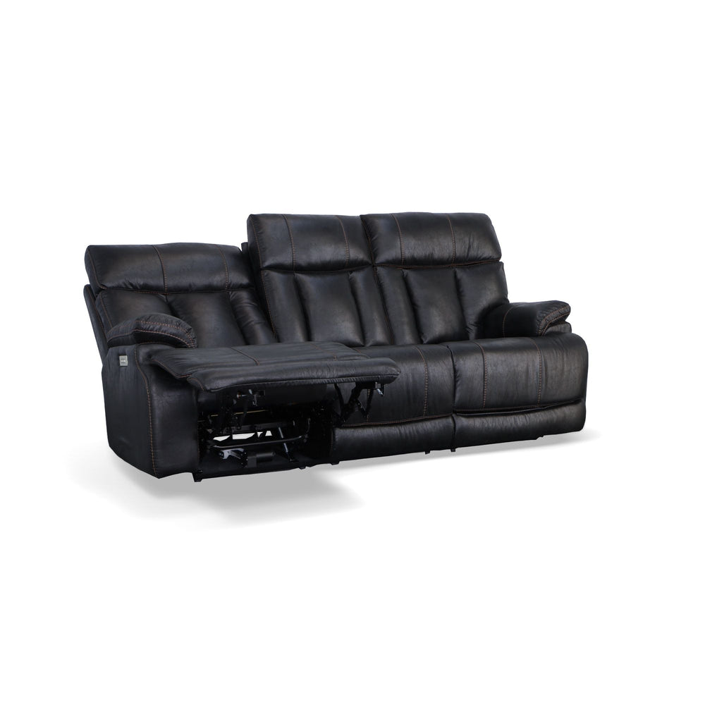 Clive Fabric Power Reclining Sofa with Power Headrests & Lumbar in Peppercorn