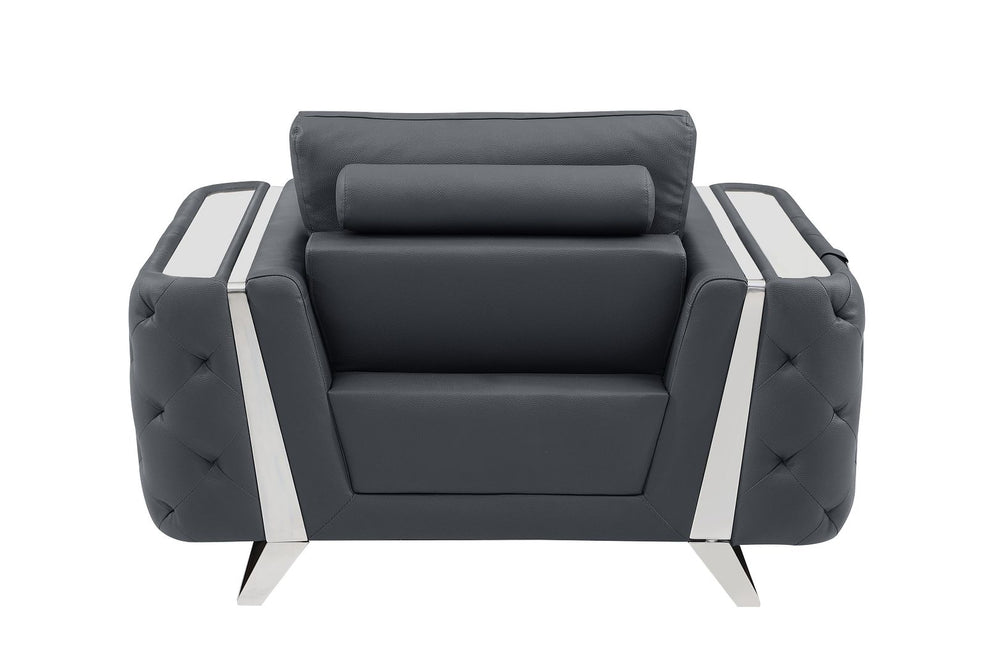 DivanItalia 1050 Chair in Top-Grain Italian Leather - Dark Gray