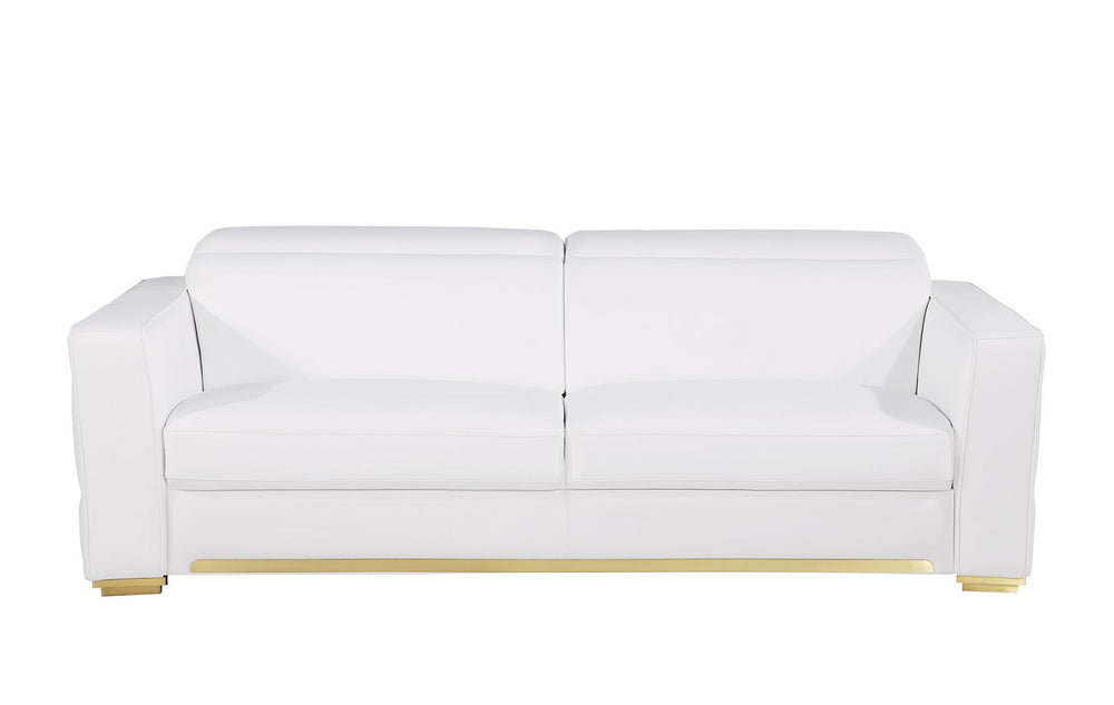 DivanItalia 1120 Sofa with Adjustable Headrest in Top-Grain Italian Leather - White