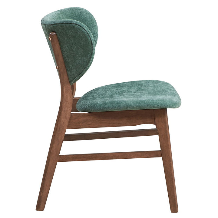 Bevis - Side Chair Set of 2) - Green Fabric & Walnut