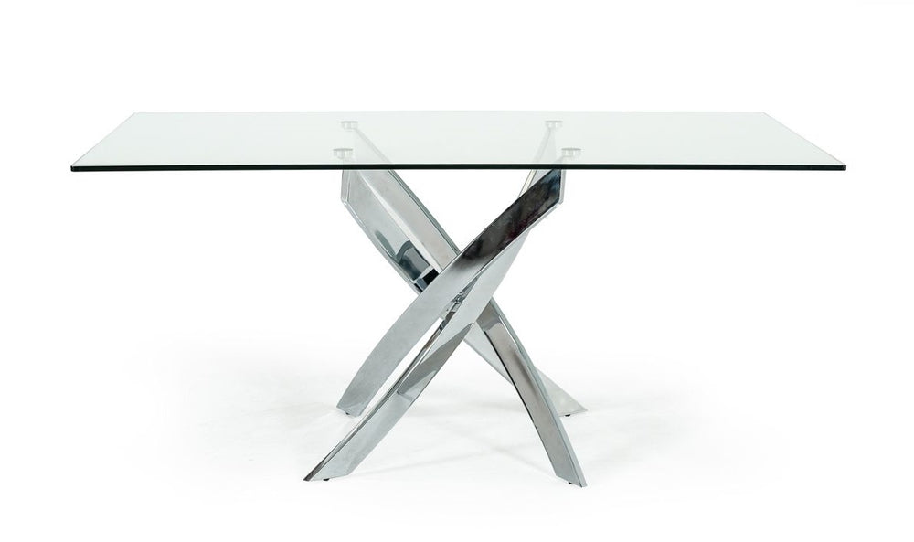 Pyrite Modern Rectangular Glass Dining Table - View 5