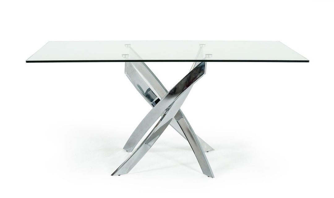 Pyrite Modern Rectangular Glass Dining Table