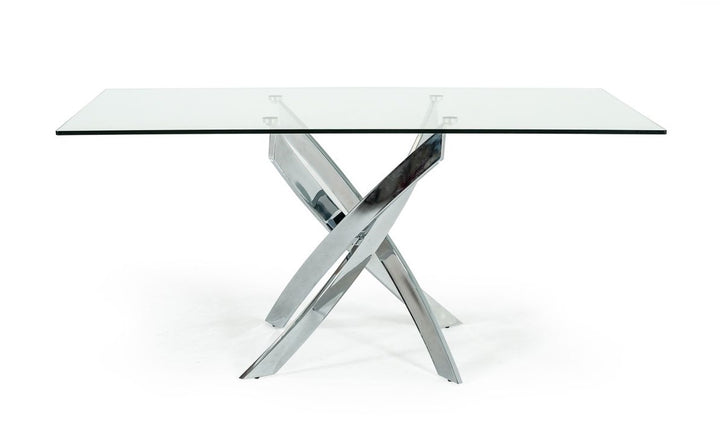 Pyrite Modern Rectangular Glass Dining Table