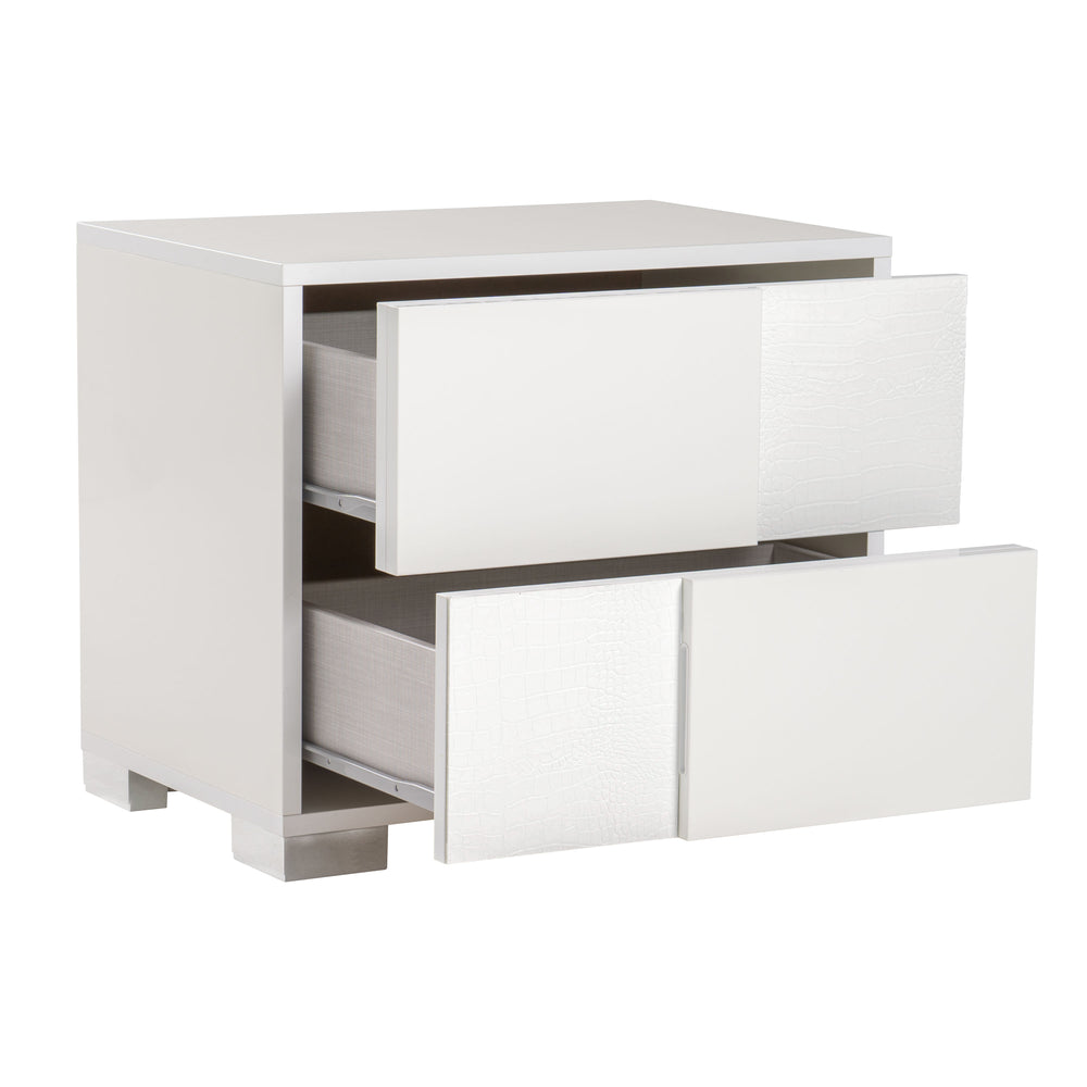 Monza Italian Modern White Nightstand - View 2