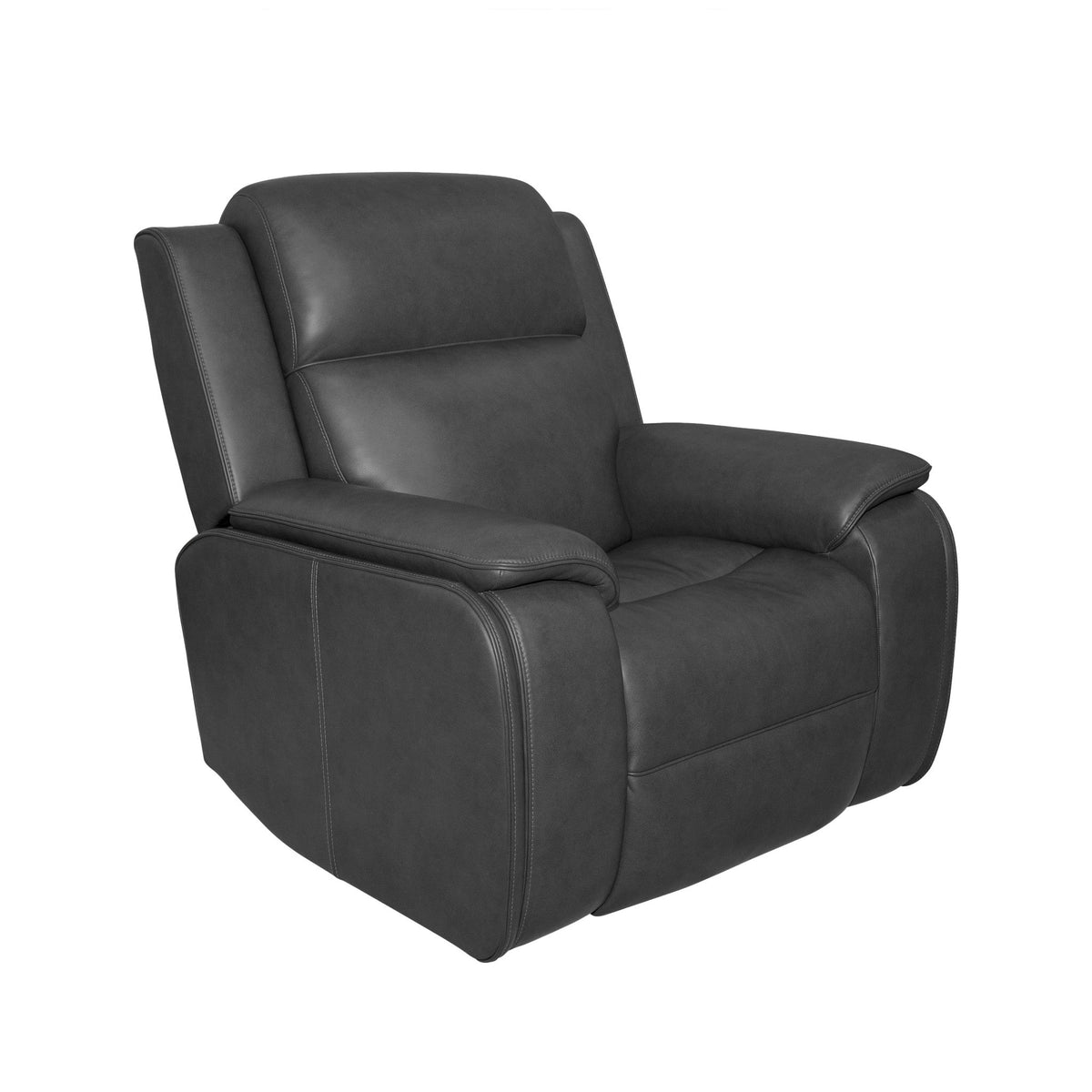 Ziggy Leather Power Recliner with Power Headrest, Lumbar, Heat & Massage in Iron