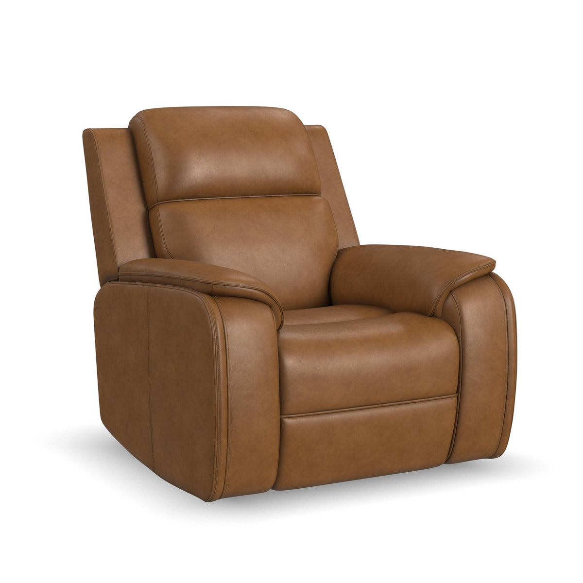 Ziggy Leather Power Recliner with Power Headrest, Lumbar, Heat & Massage in Camel