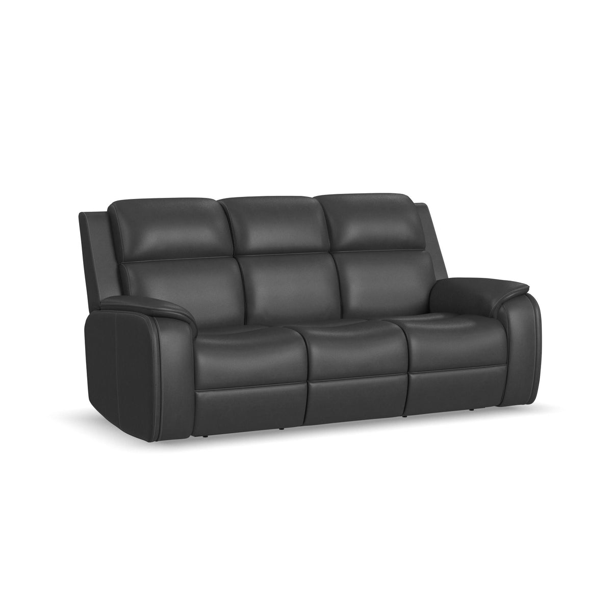 Ziggy Leather Power Reclining Sofa with Power Headrest, Lumbar, Heat & Massage in Iron
