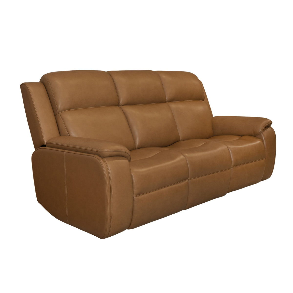 Ziggy Leather Power Reclining Sofa with Power Headrest, Lumbar, Heat & Massage in Camel