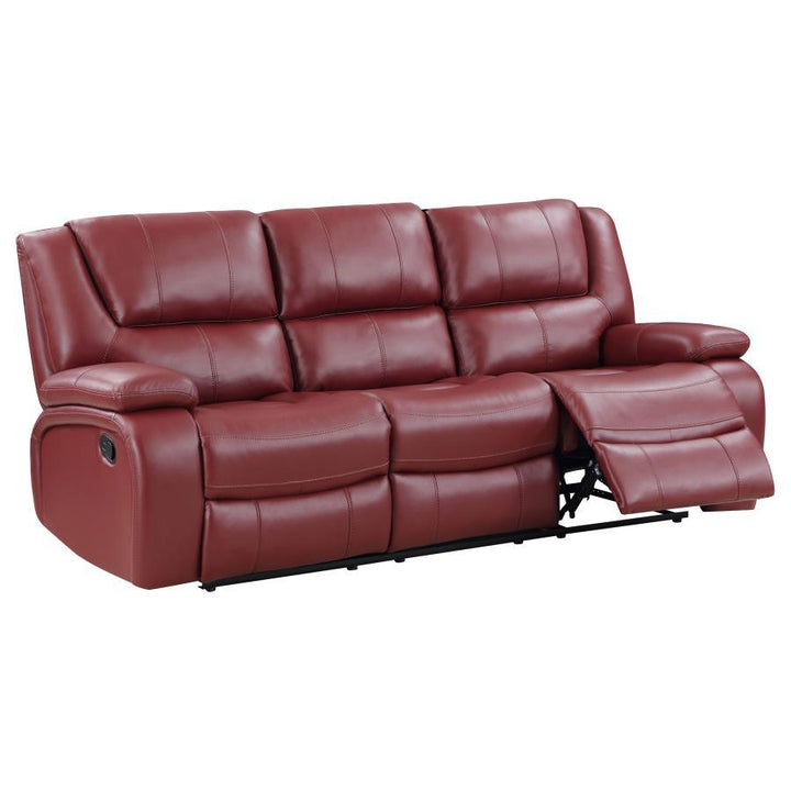Camila - 2 Piece Upholstered Reclining Sofa Set - Red