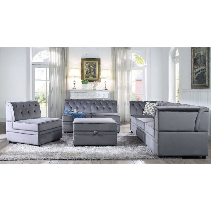 Bois II - Modular Armless Chair - Gray Velvet