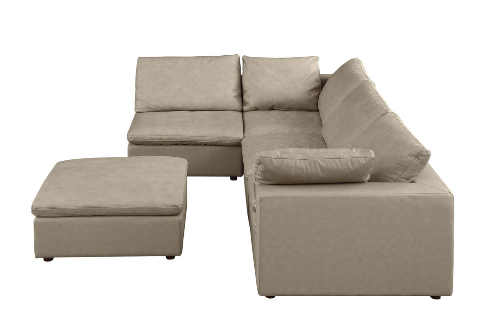 DivanItalia 1100 5-Piece Left Arm Facing 3-Seat Sectional – Top-Grain Italian Leather - Beige